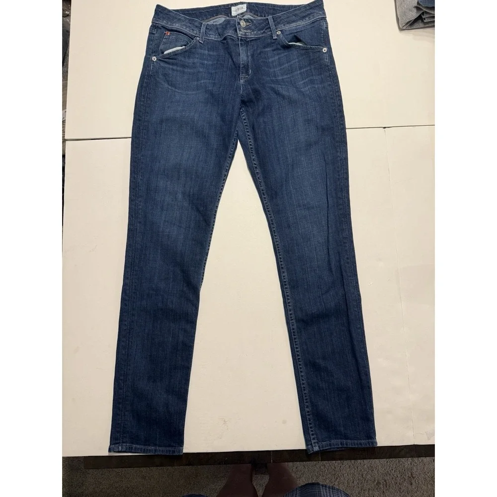 Hudson Jeans Womens Size 31 Blue Denim Dark‎ Wash Collin Flap Skinny Made In USA